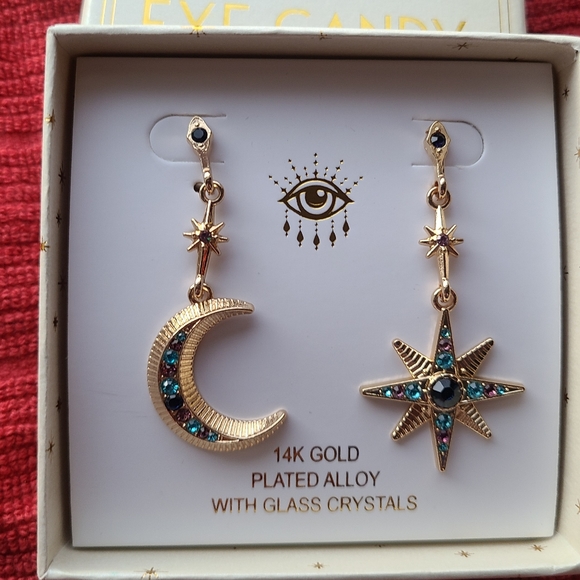 eye candy Jewelry Eye Candy Moon And Star Drop Earrings Poshmark